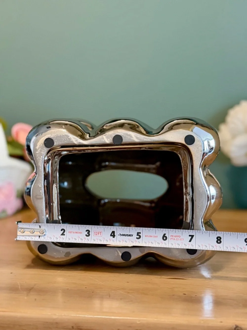 Chrome Bubble Tissue Box Cover Sculptural Silver Modern Decor - Picture 7 of 9